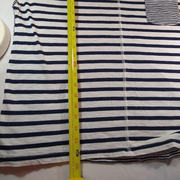 Chaps women's 1X blue & white striped cap sleeve tee - Picture 3 of 9